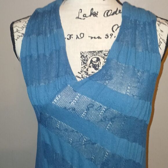 NWT Anthropologie Sparrow Blue Sheer Sleeveless Asymmetrical Dress Medium - Picture 1 of 8